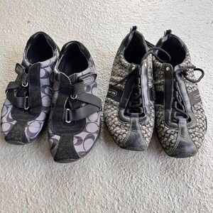 2 pairs of Coach Signature Sneakers in Black and Gray